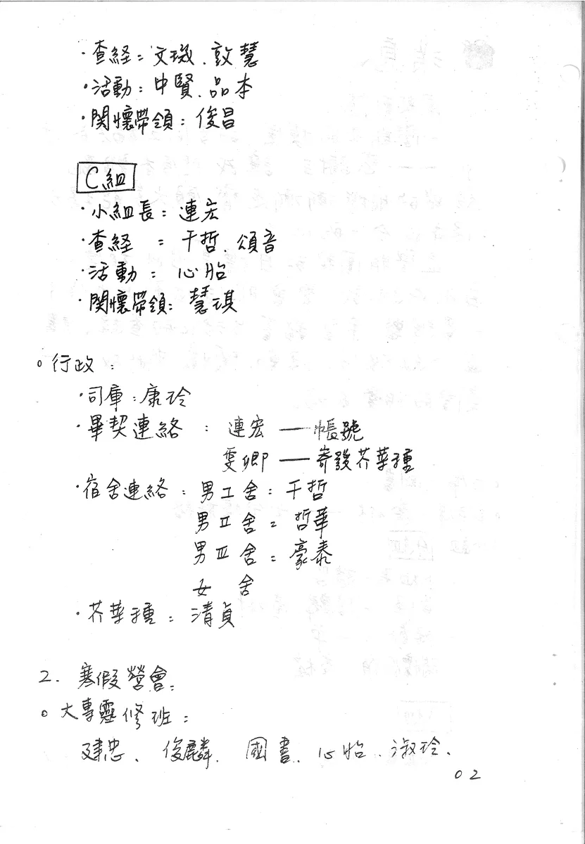 同工分組名單與職責