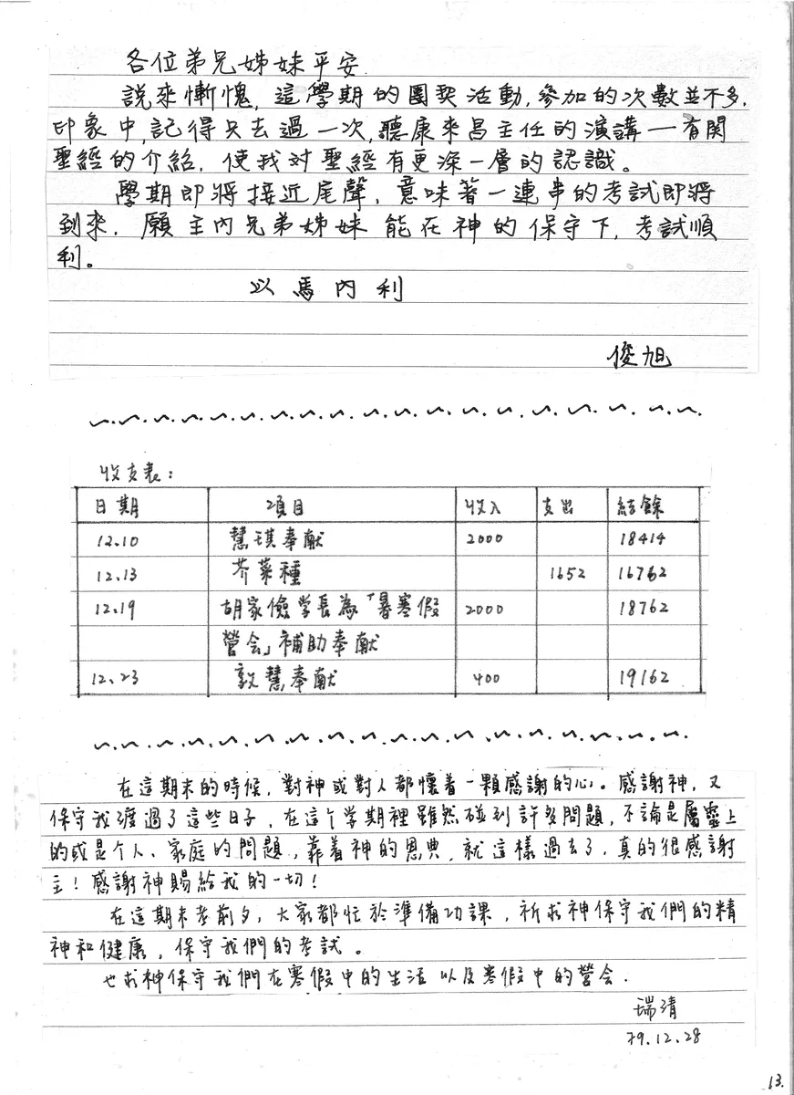 期末感想與收支報告